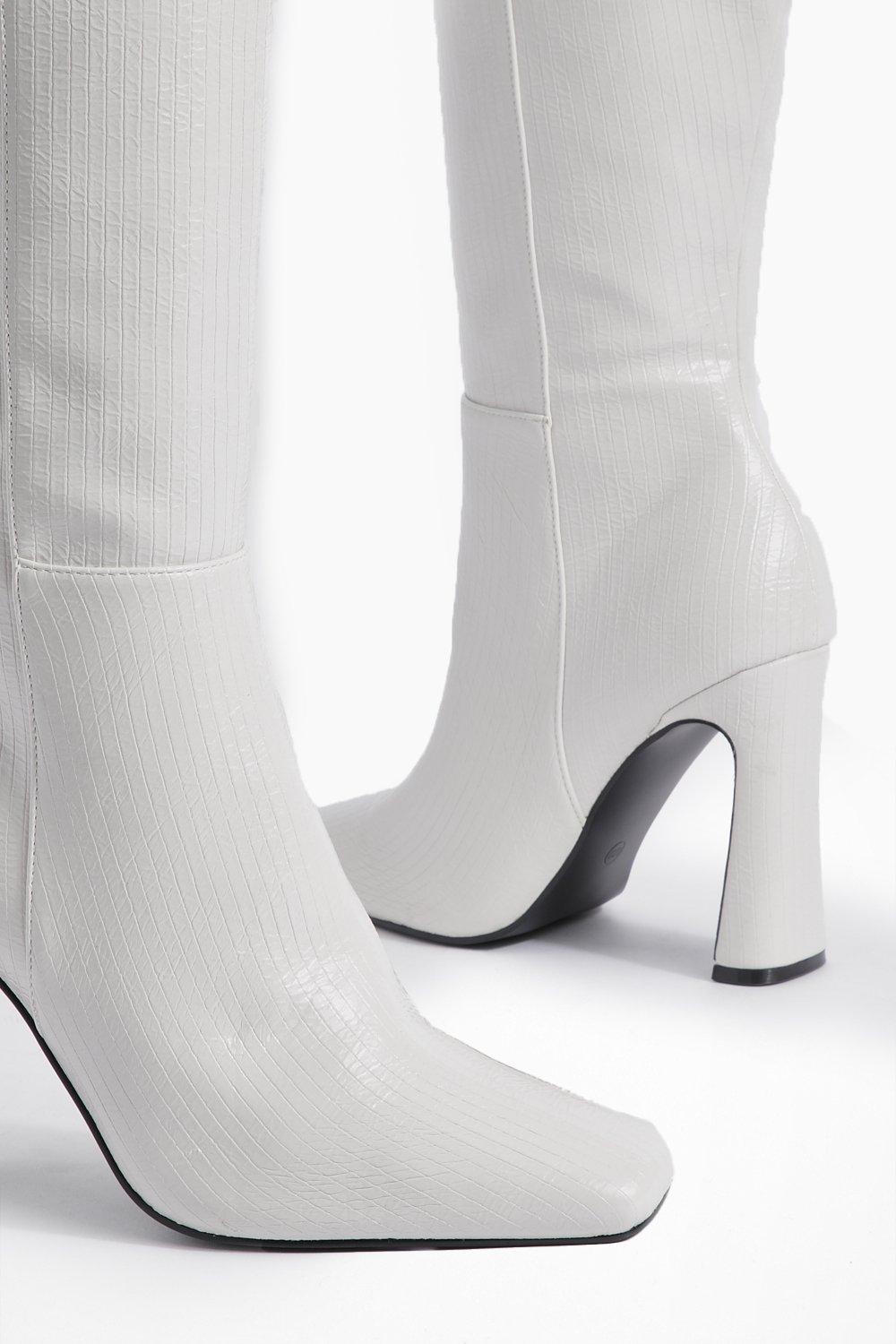 White boots hot sale boohoo